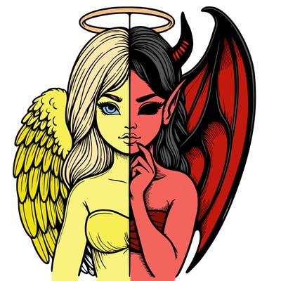 realistic angel half demon