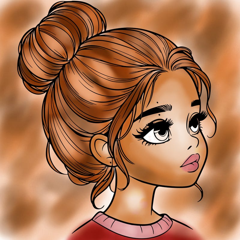 realistic girl with bun