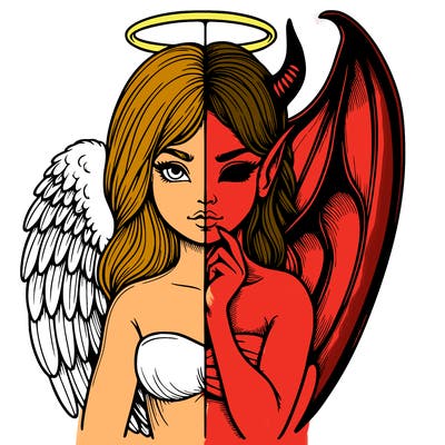 realistic angel half demon