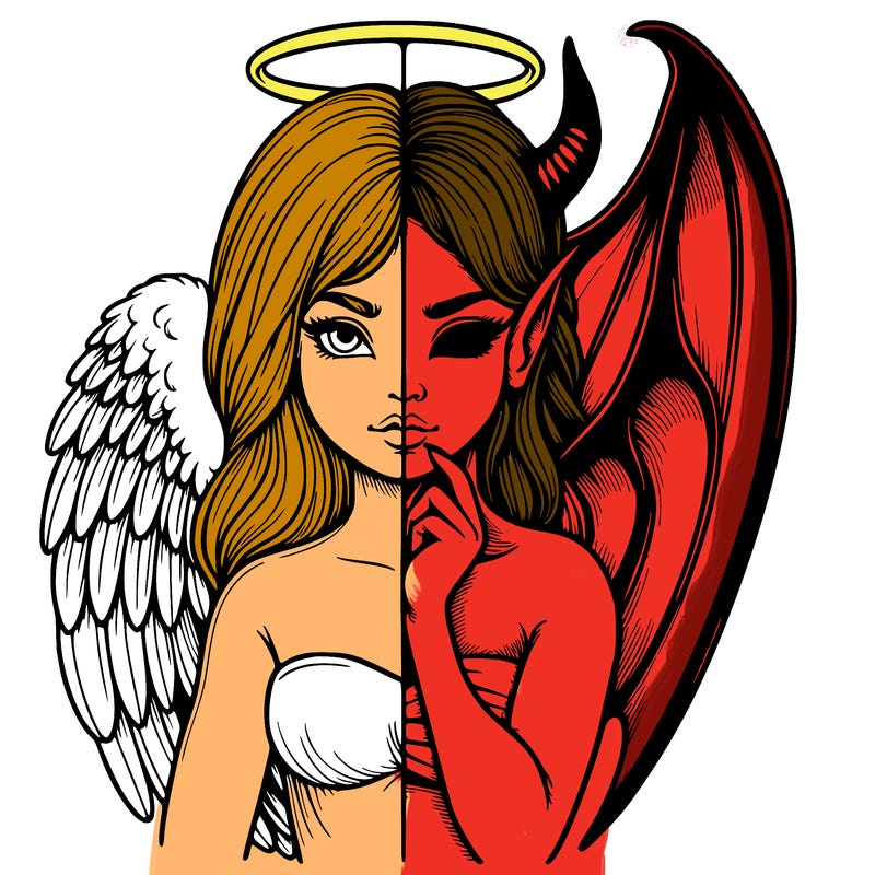 realistic angel half demon