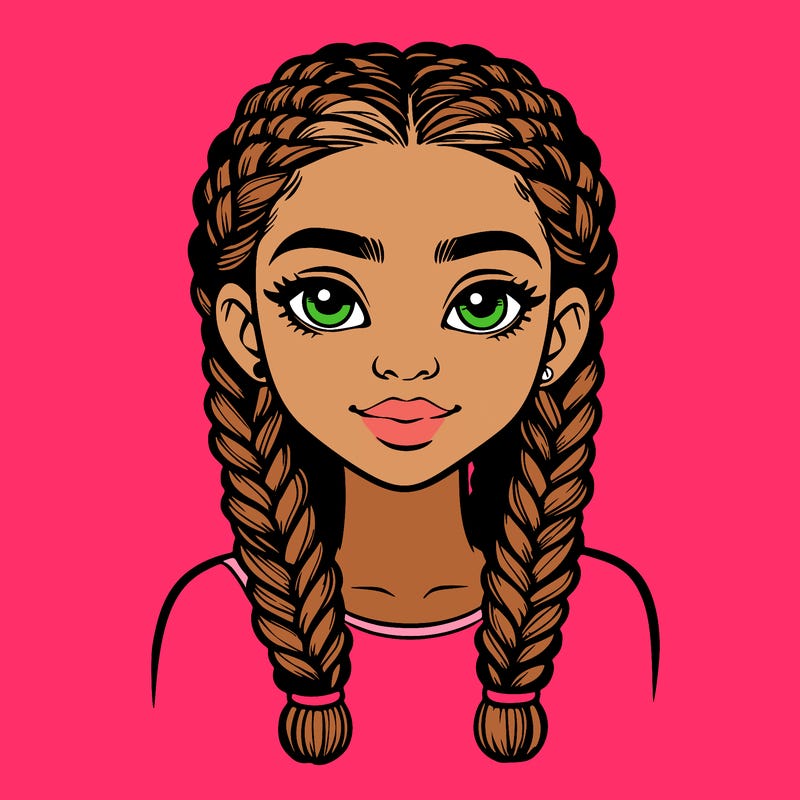 realistic girl with braids