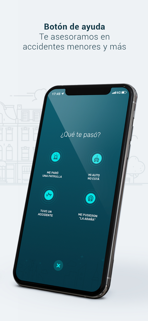 Auto Chilango - Auto Chilango App-Notfallhilfe-Bildschirm mit Optionen zur Meldung von Unfällen, Polizeikontrollen und Radkralle