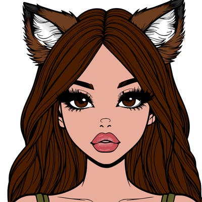 realistic girl with fox ears and realistic lips