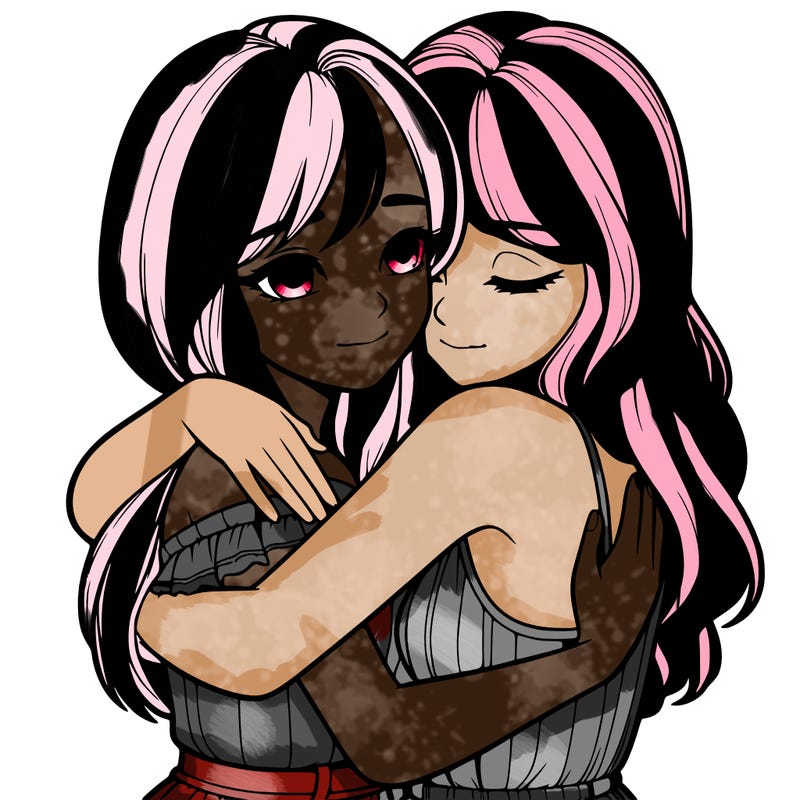 realistic girls hugging