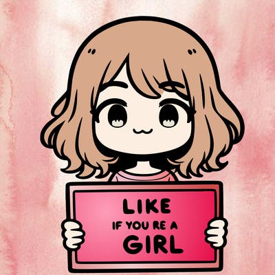 a cute girl holding a sign that says like if you’re a girl