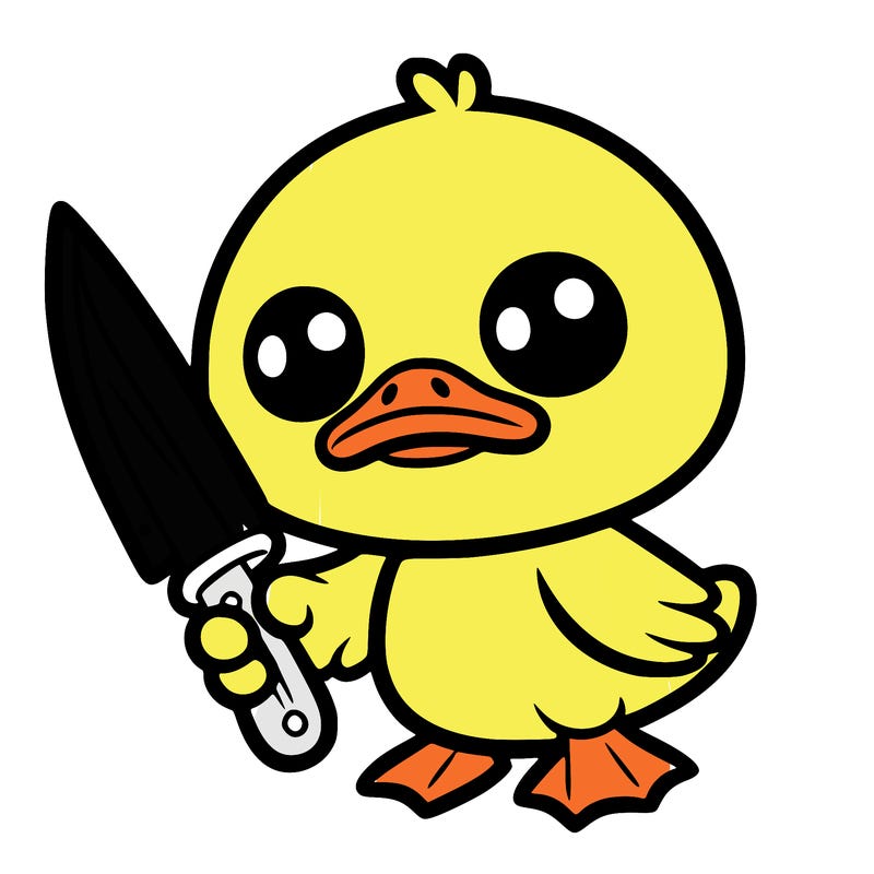 cute duck with knife
