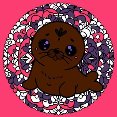 a cute baby seal mandala