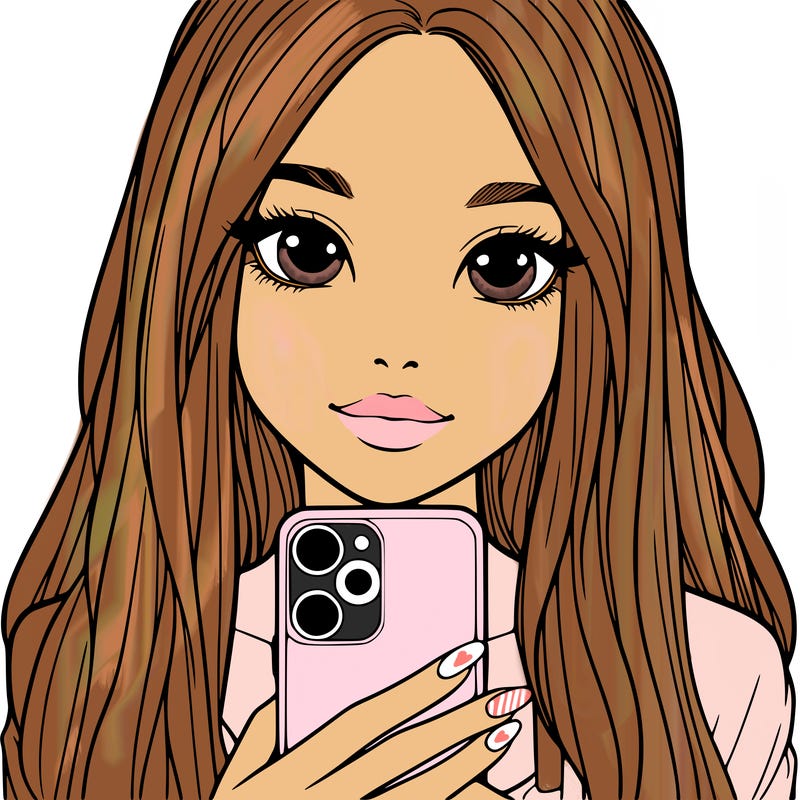 realistic girl with a phone