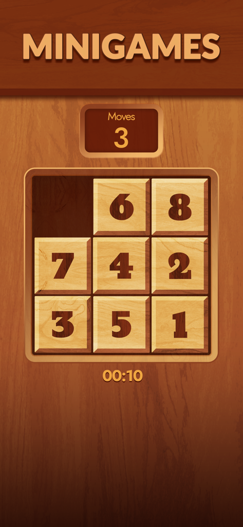 Offline Games: No Wifi Games - Classic wooden sliding number puzzle gameplay