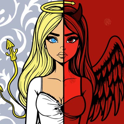 devil vs angel realistic girl