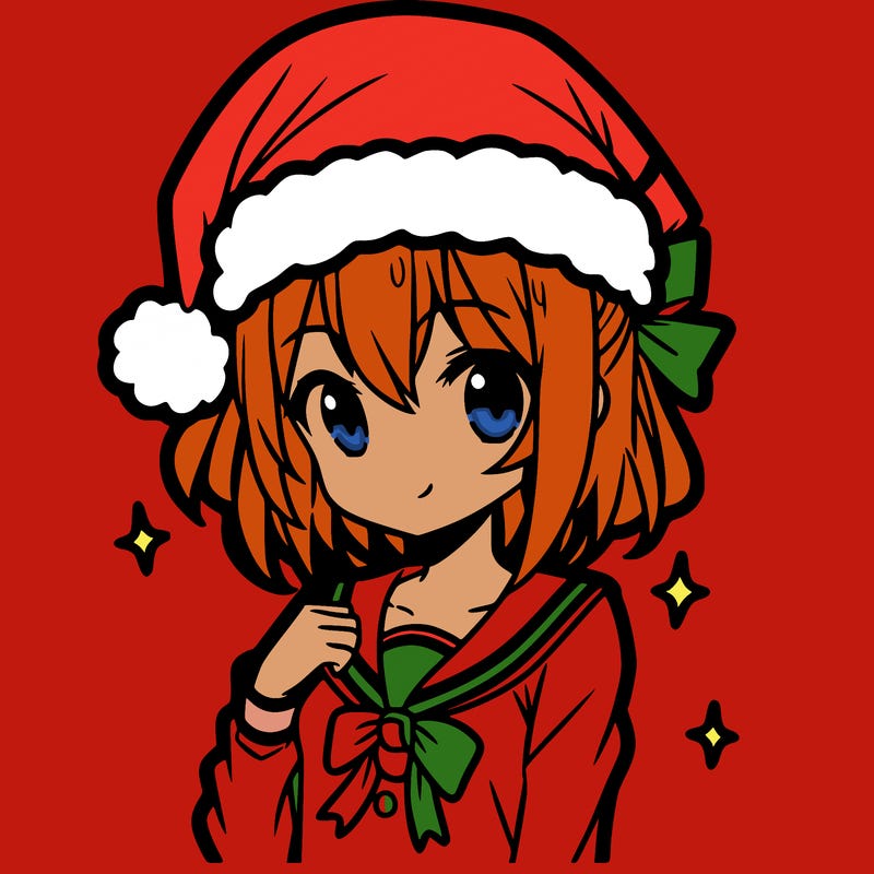 anime girl wearing a santa hat