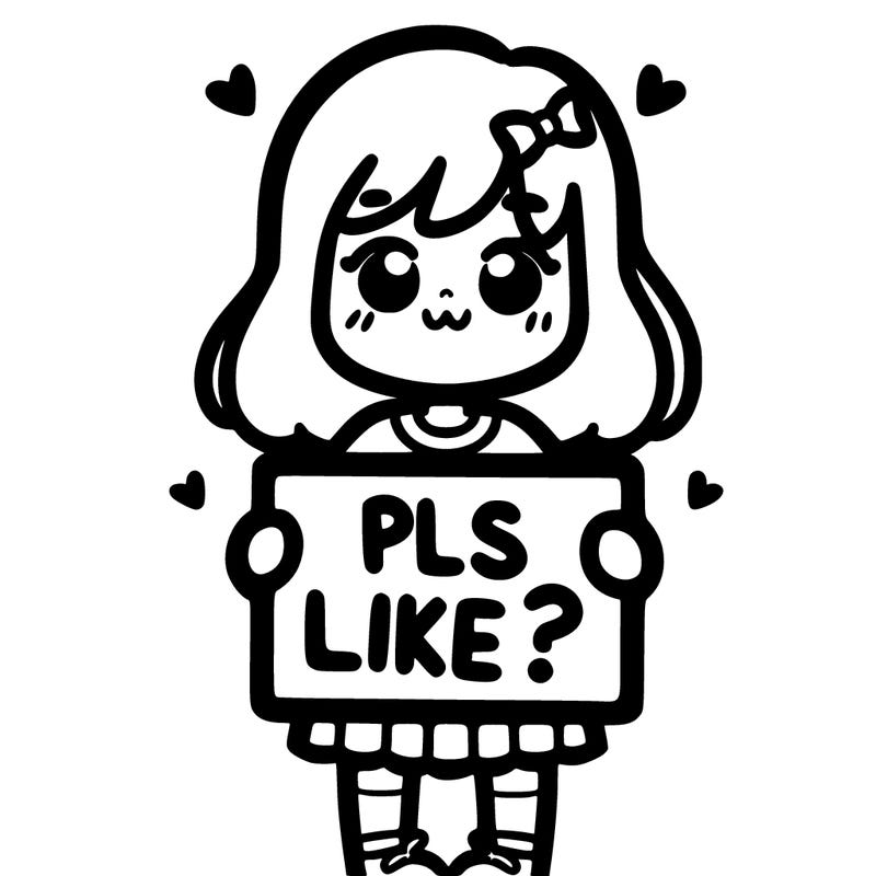 girl holding sign saying pls like?