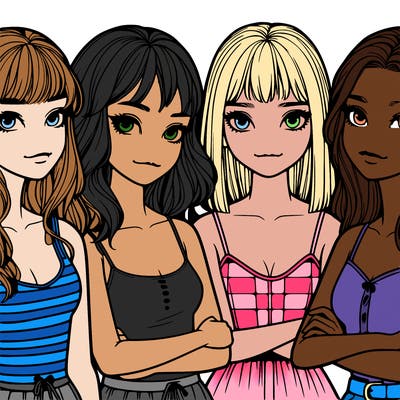 four realistic girls