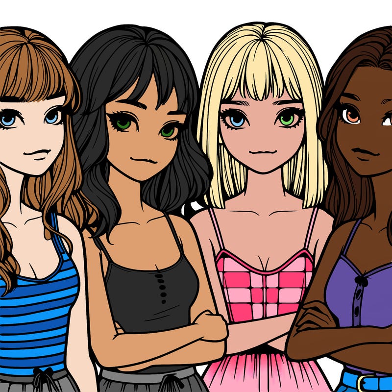 four realistic girls