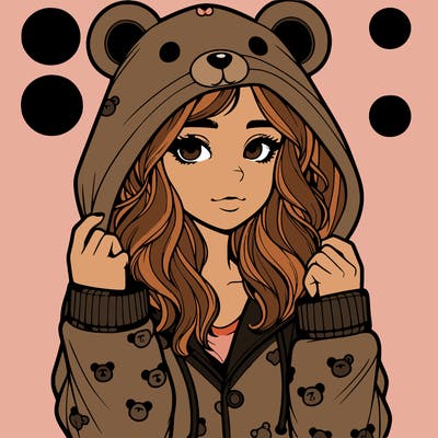 realistic girl in a animal pjs hoodie