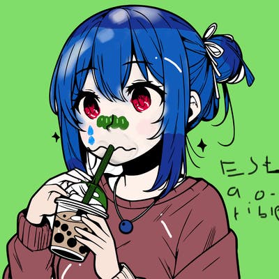 manga character drinking boba