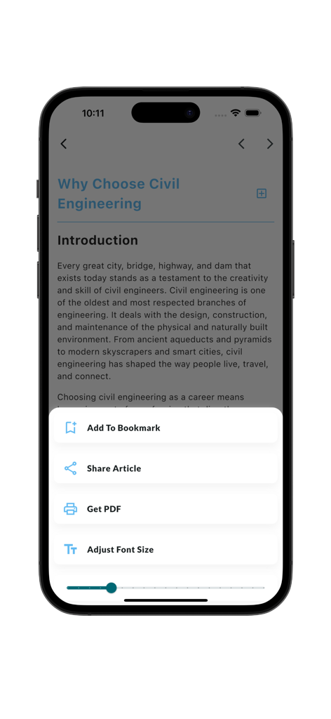 Civil Engineering Tutorials - Artículo de ingeniería civil con menú de marcador y compartir