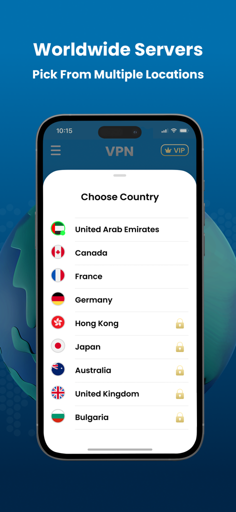 درع كاسر بروكسي - فاتح مواقع - Worldwide VPN server locations list in Shield Proxy Breaker app.