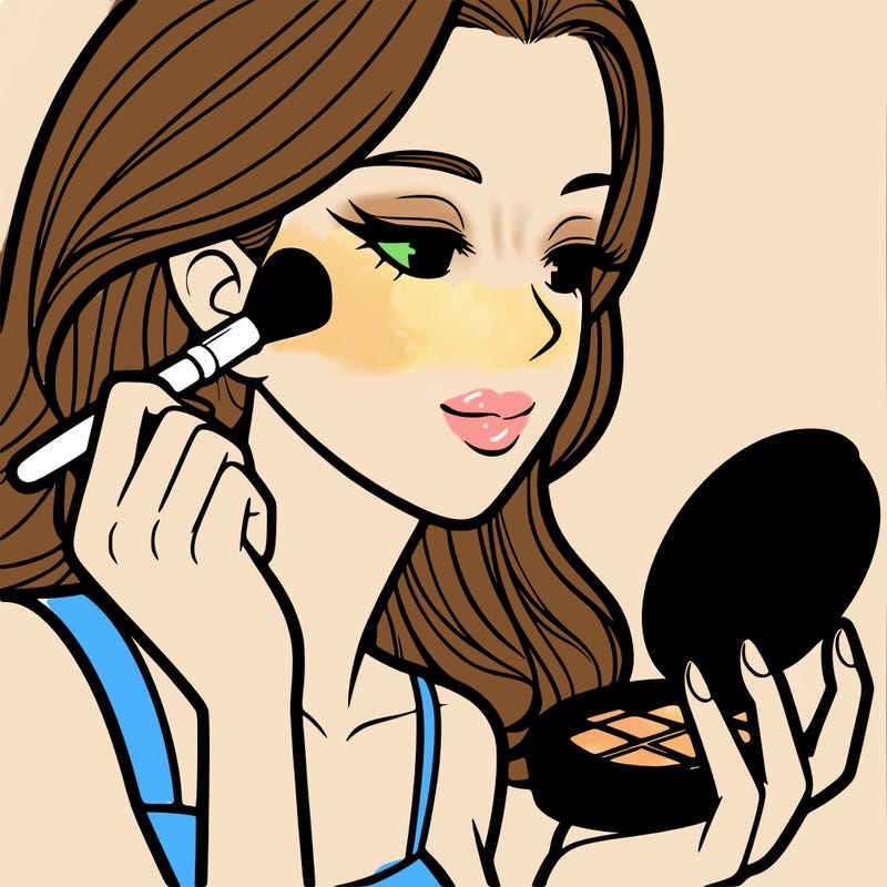 little girl putting on makeup