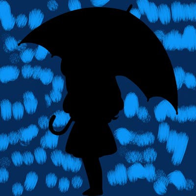 lonely girl holding black umbrella