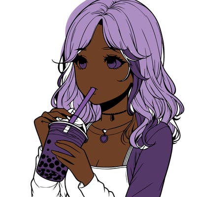 realistic girl drinking boba tea