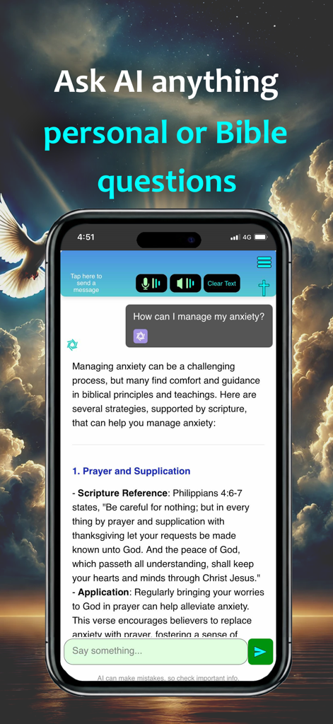Bible & AI: KJV with Apocrypha - Bible AI chat interface providing spiritual guidance and scripture references for personal questions