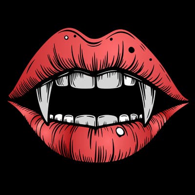 lips with vampire teeth