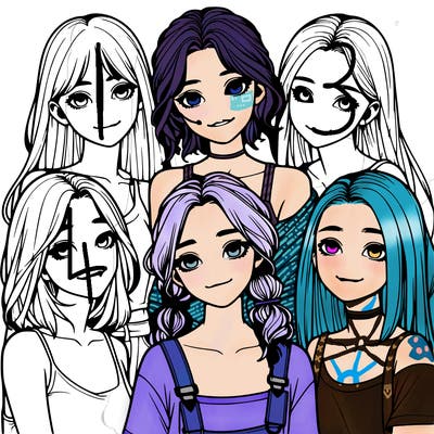 a group of girls realistic
