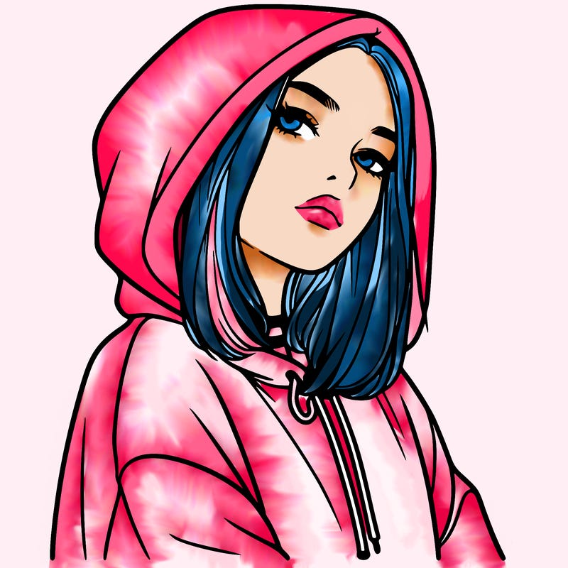 a realistic girl in a hoodie
