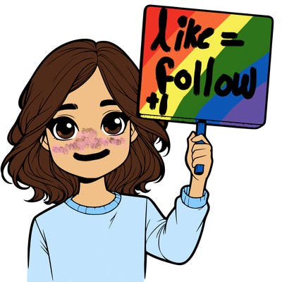 realistic girl holding up a sign