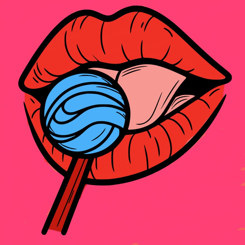 lips with a  lollipop