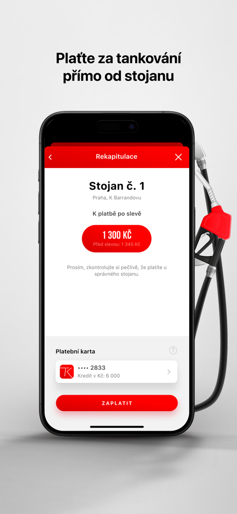 ORLEN mobile app interface showing fuel payment summary for pump number one
