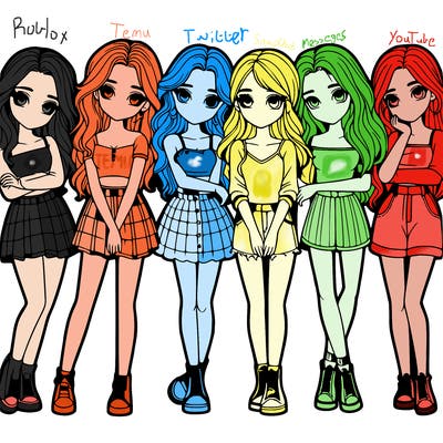 a group of girls realistic