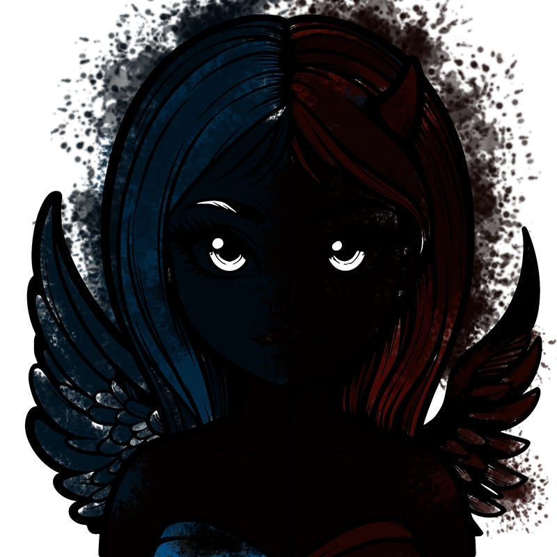 realistic half devil half angel