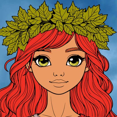 realistic girl with fall leaf crown
