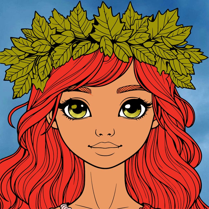 realistic girl with fall leaf crown