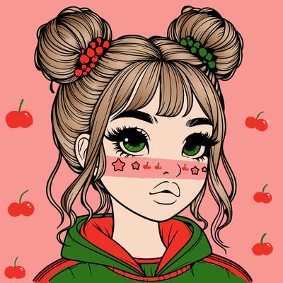 realistic girl with space buns