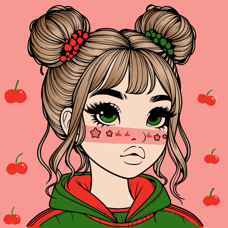 realistic girl with space buns