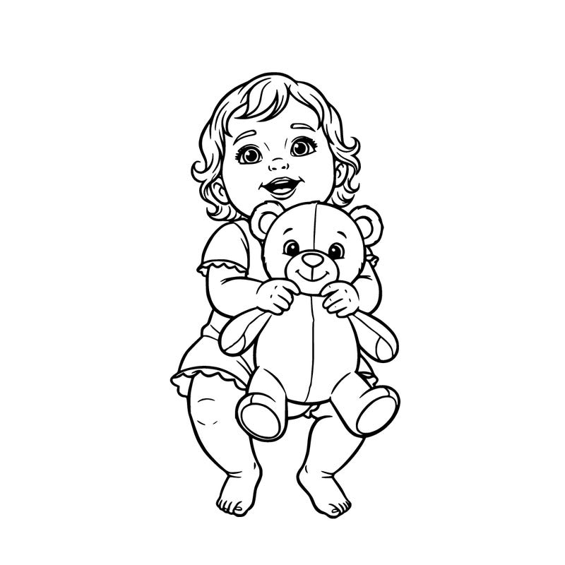 cute little baby with a teddy bear in his hands *girl*