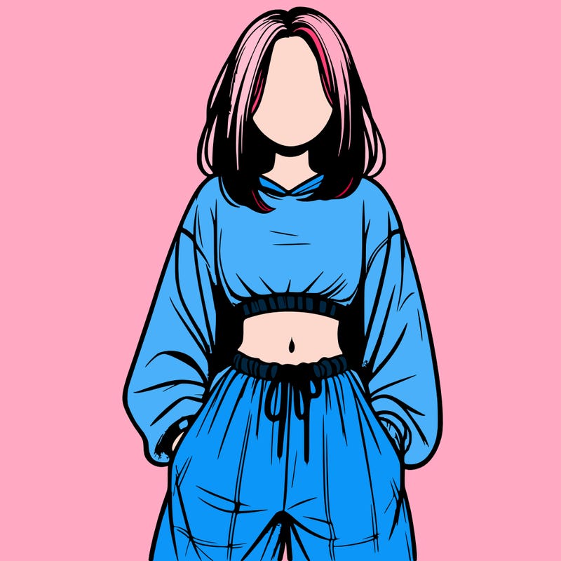 realistic girl faceless with baggy pants and a crop top
