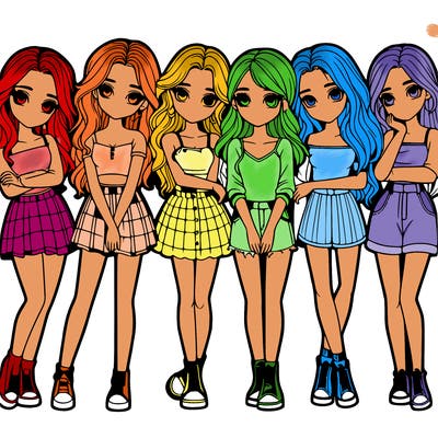 a group of girls realistic