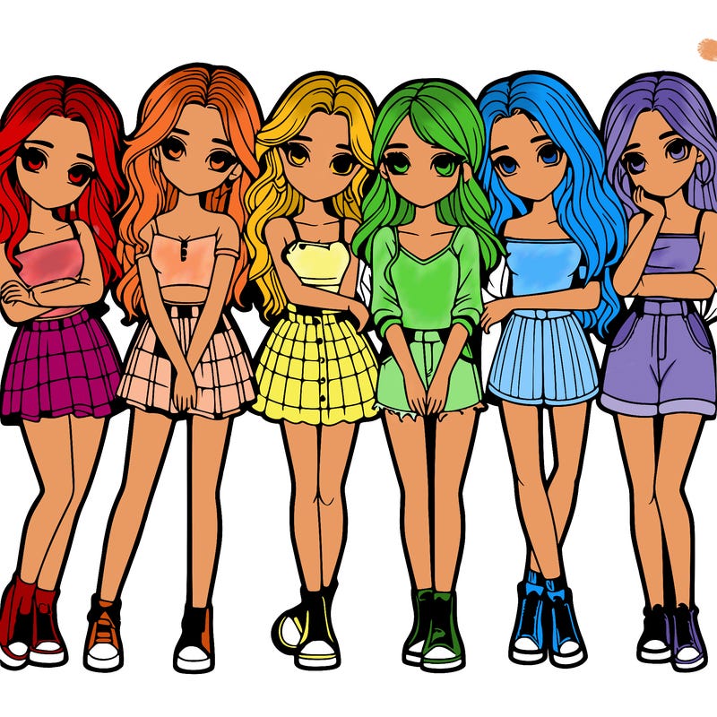 a group of girls realistic