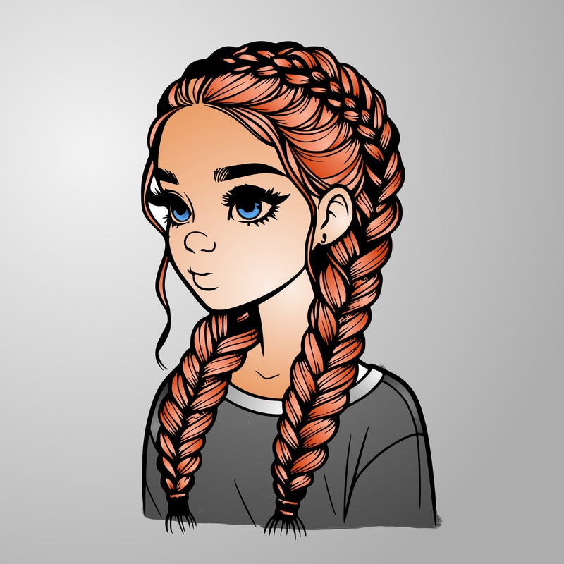 realistic girl with braids