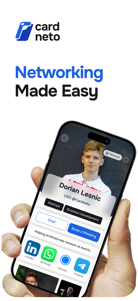 Cardneto – Event Networking - Profilo professionale di biglietti da visita digitali sull'app di networking per eventi Cardneto