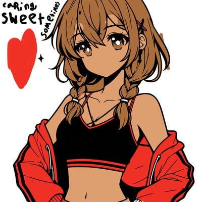 anime girl wearing crop top