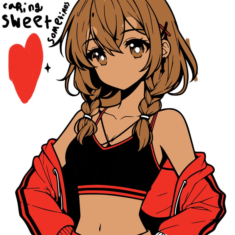 anime girl wearing crop top