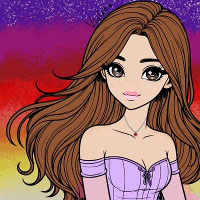 realistic girl with long hair