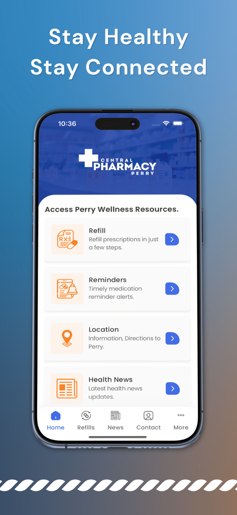 Quick Rx - Quick Rx app home screen with refill and reminder features