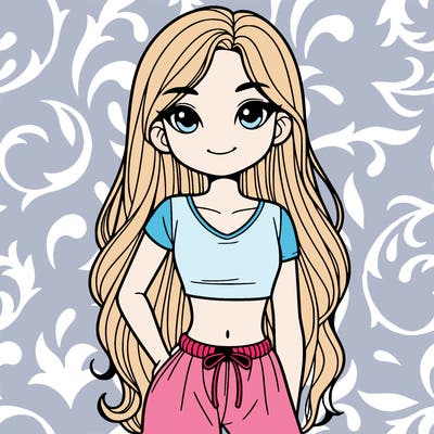 girl in a croptop with long hair