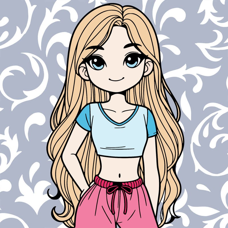 girl in a croptop with long hair